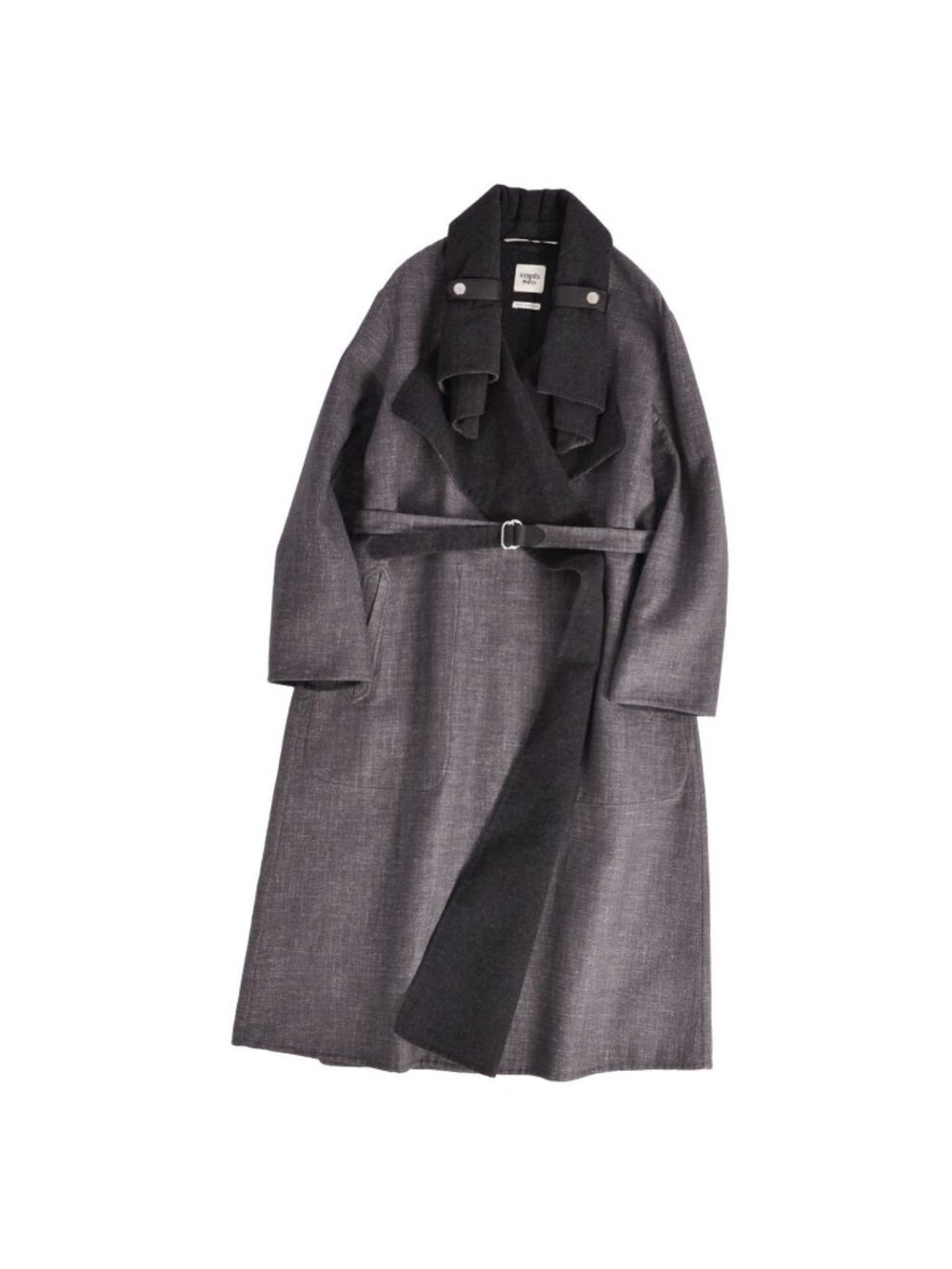 Hermes Coat Long Double Face Belt Outer Cashmere Silk Gray 34